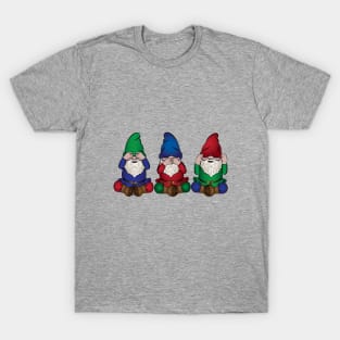 Gnomes - See No Evil, Speak  No Evil, Hear  No Evil. T-Shirt